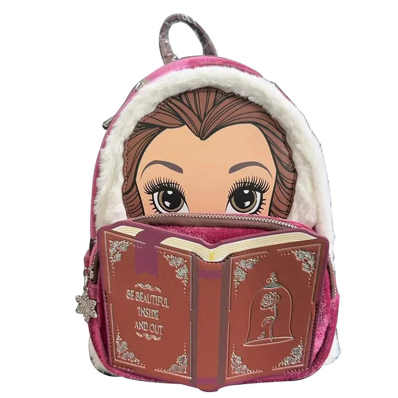 Beauty and The Beast Princess Scene Cogsworth Lumiere Chip Cosplay Mini Backpack GlowCart