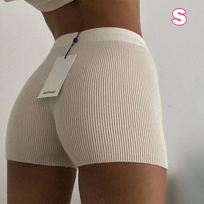 Summer Gym Women Cycling Shorts Skinny Stretch Sport Shorts High Waist Solid Color Fitness Pants GlowCart