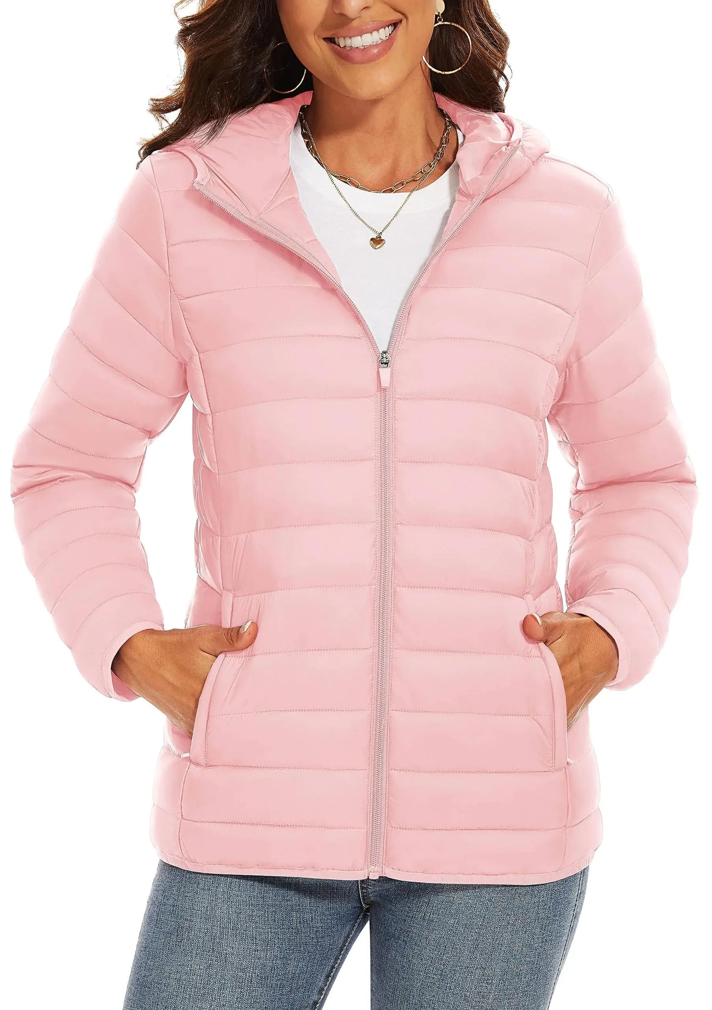 TACVASEN Full Zip Up Hooded Puffer Jacket Womens Winter GlowCart