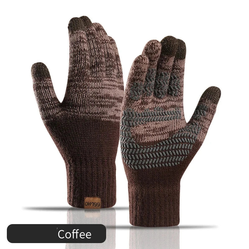 Winter Gloves for Men Knitted Large Size Warm Gloves Cycling Male Office Fleece Non-slip Touch Screen Acrylic Soft Thick Gloves GlowCart