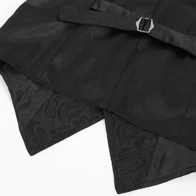 2025 New Men's Medieval Gothic Suit Vest Male Black Classic GlowCart