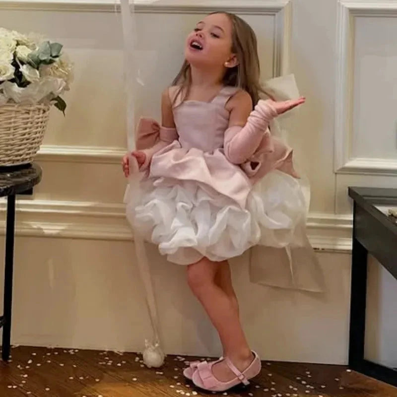 Customized Lovely Pink Flower Girl Dress for Wedding with GlowCart