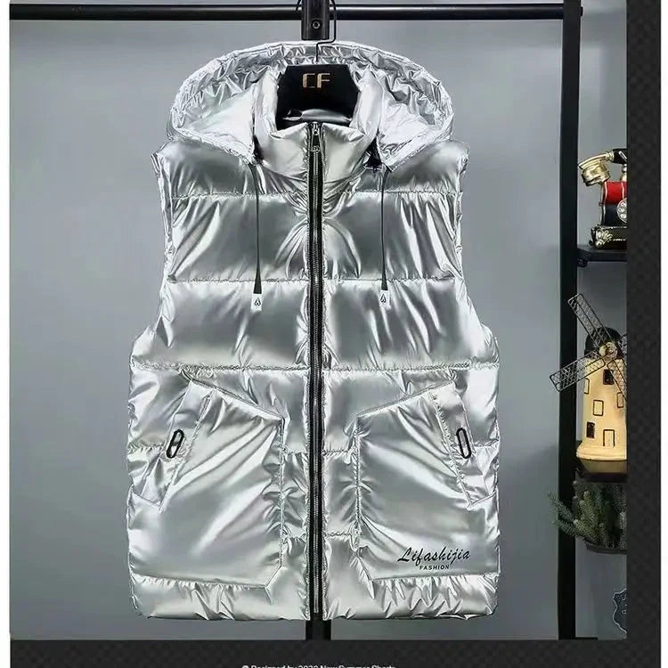 Autumn Witner Down Cotton Vest Men Black Gold Silver GlowCart