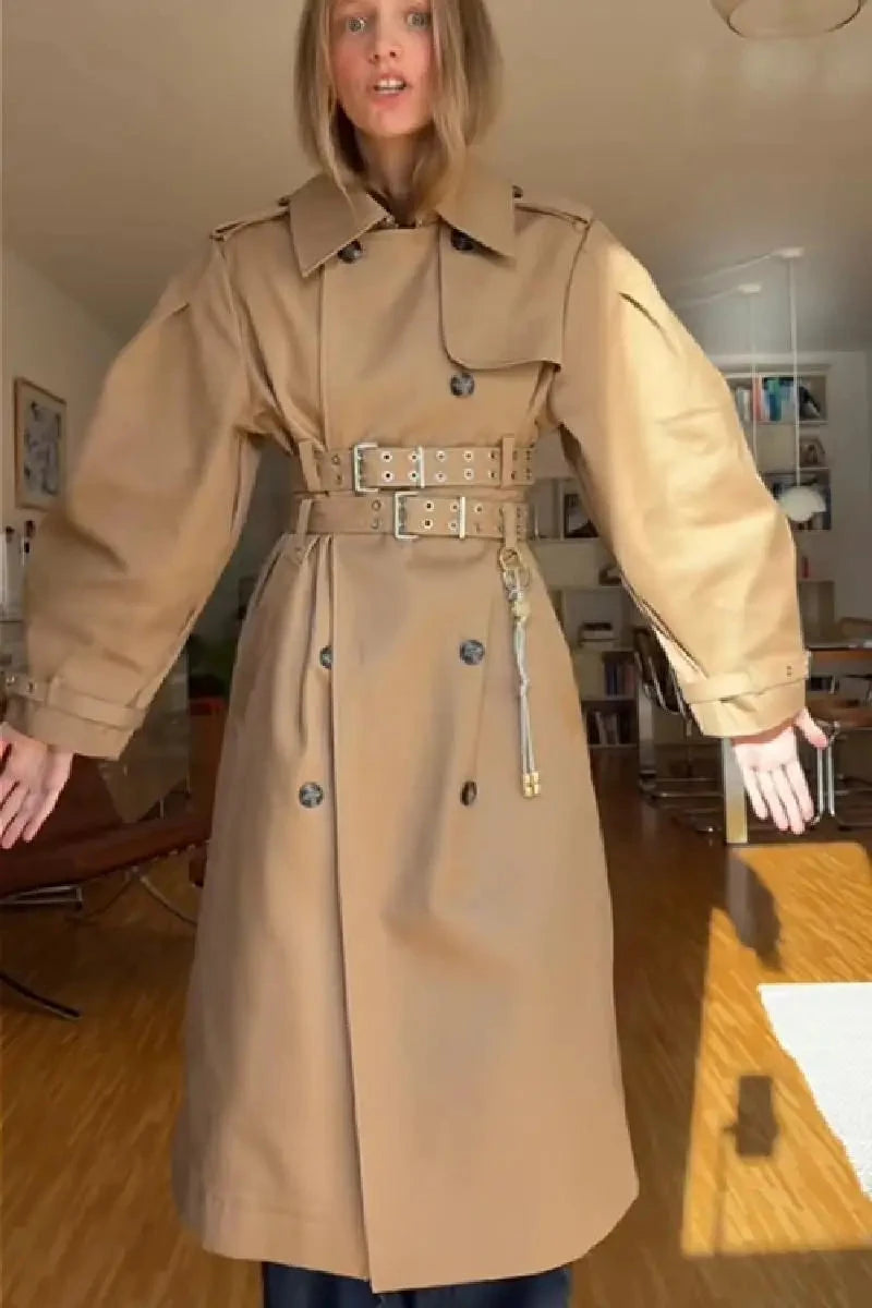 Vintage Long Sleeve Trench Coat Women Fashion Turn-down GlowCart