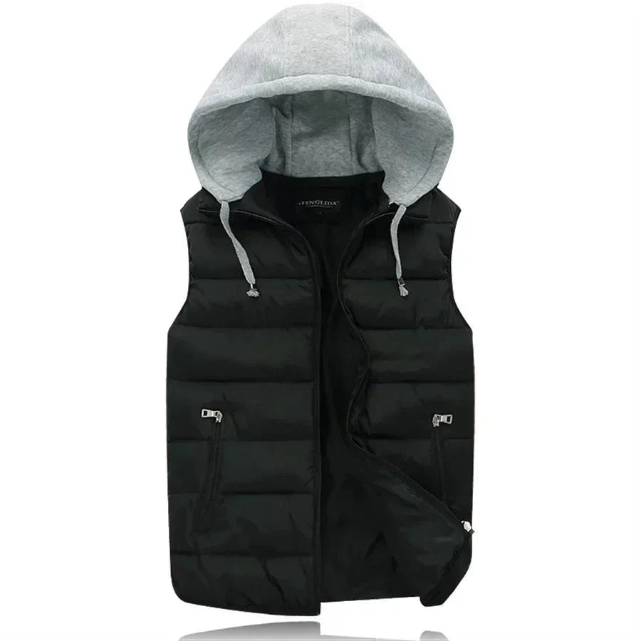 Men's Padded Vest Autumn Winter Hooded Jackets Outerwear GlowCart