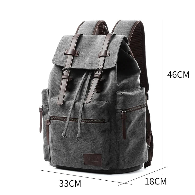 Men Canvas Vintage Backpack Men 30L Large Travel Rucksack GlowCart