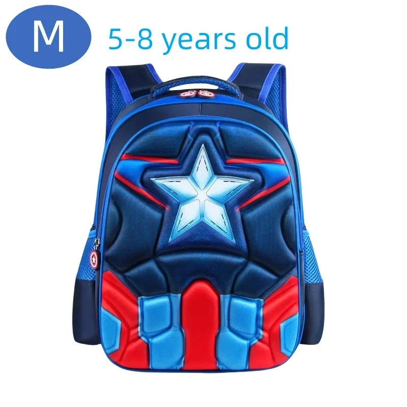Primary school student cartoon schoolbag boy backpack kindergarten 3D three-dimensional hard shell Captain America backpack GlowCart