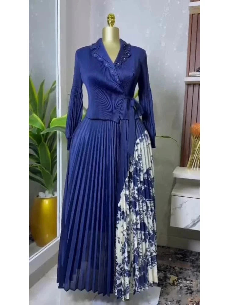 EGRM 2025 Spring New Pleated A-line Dress elegant Suit GlowCart