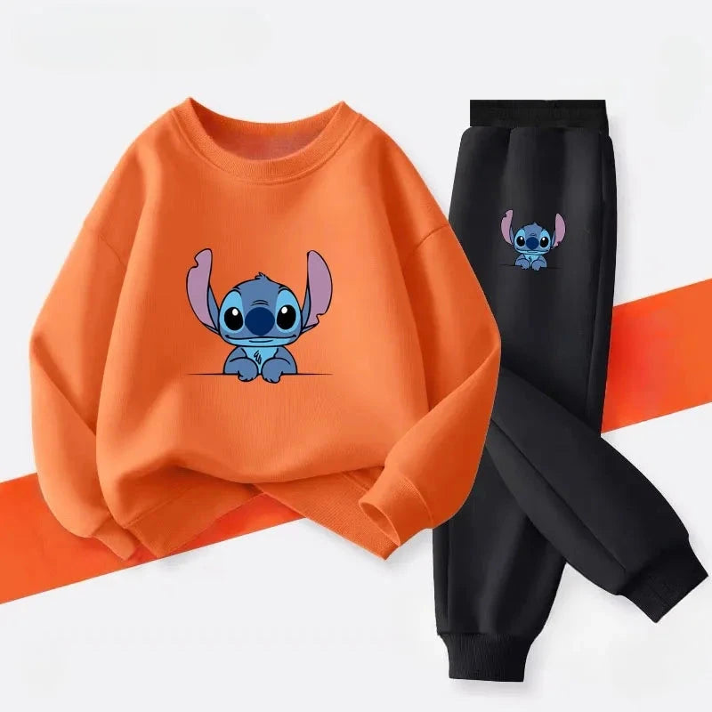 2025 Fall New Style Children's Casual Sweatshirt Sets Kids Sweatpant Set Stitch Printed Boys Pullover and Trousers 2pcs Suit GlowCart