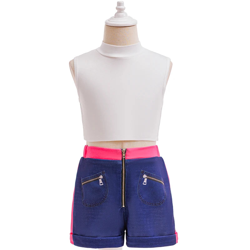 3-12Y Girl Set 3pcs Demon Hunters Rumi Cosplay Costume Birthday Party Stage Performance Costume Halloween Carnival Kids Dress Up GlowCart