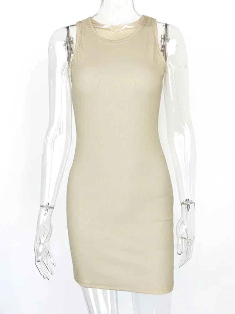 Joskaa Casual Solid Mini Tank Dress Women Summer Trend GlowCart