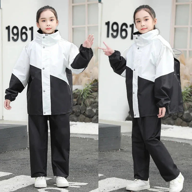 Fashion Children's Color Matching Raincoat And Rain Pants GlowCart