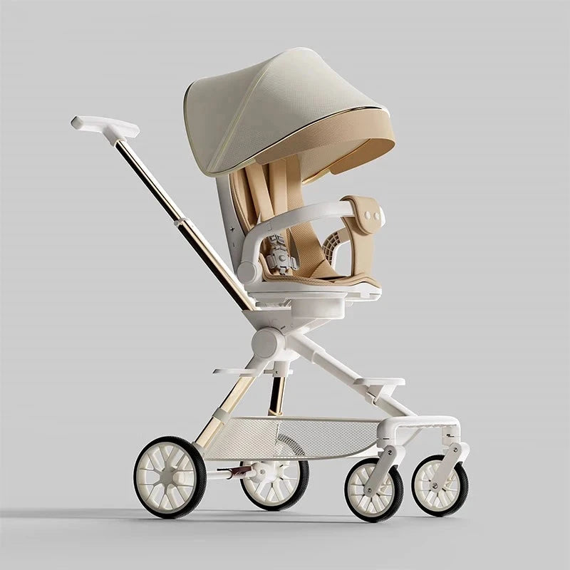 High Landscape Stroller Lightweight Folding Can Sit and Lie Down with Dinner Plate Oversized Storage Pocket Baby Stroller GlowCart