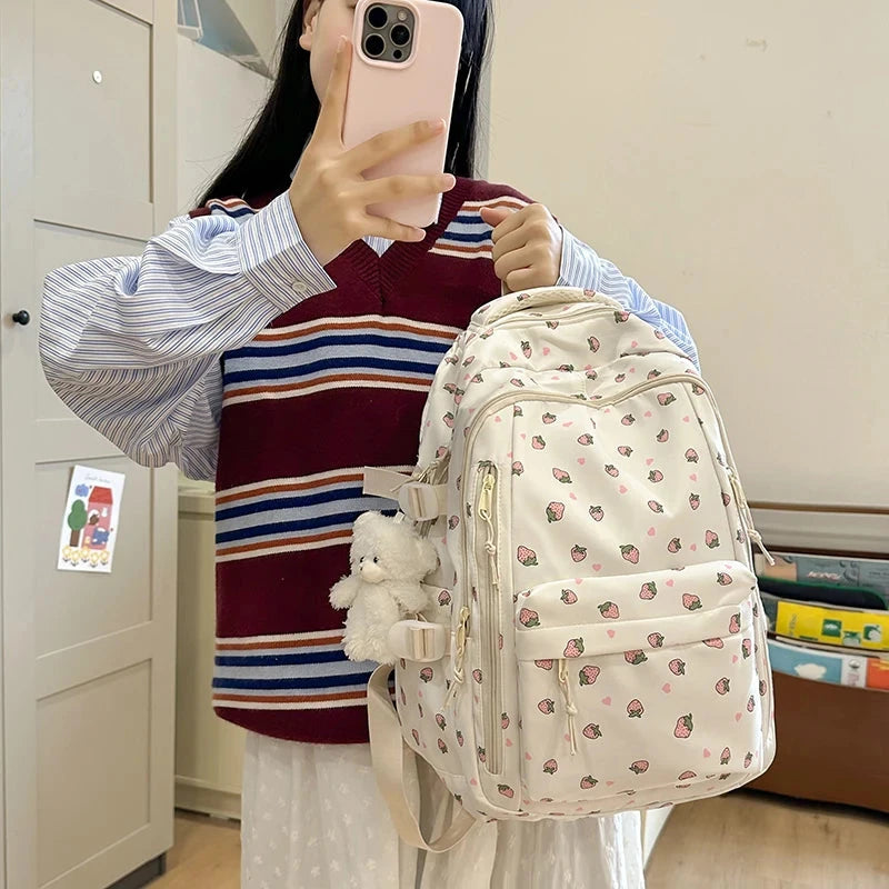 Cute Backpack Girls Fashion School Bag Large Capacity Student School Bag Portable Travel Storage Bag for Kids Beach Bag GlowCart