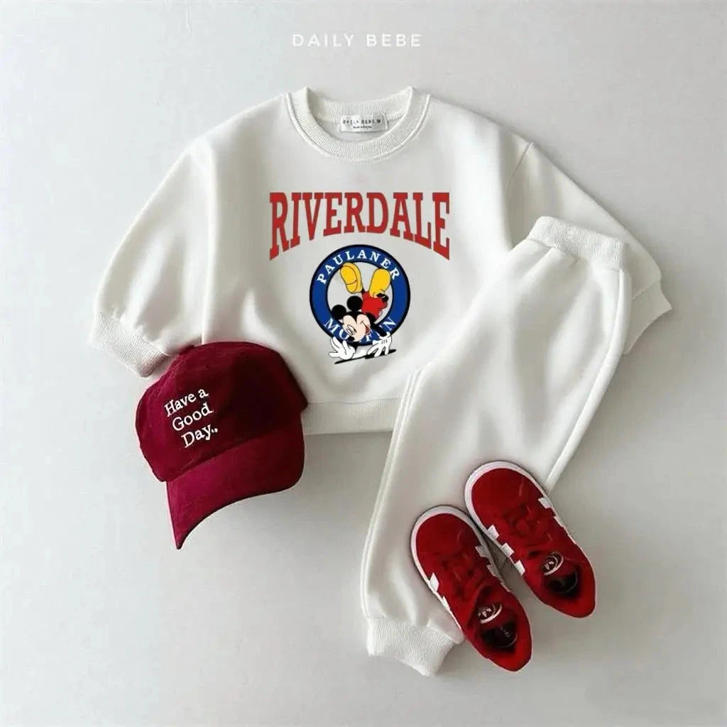 Disney Cotume Boys Long-sleeved Suits New Casual Sports Tops Sweatpants 2Piece Set 2025 Spring Autumn Clothes Child Outfits GlowCart