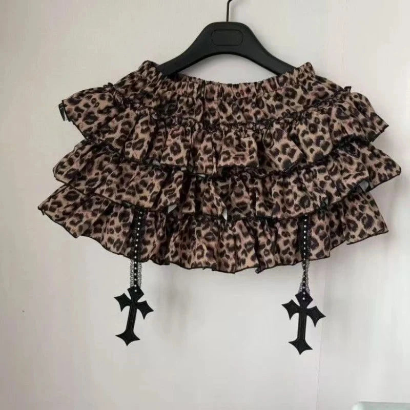 Summer Gothic Y2k Elastic Waist Cross Short Skirt Women High GlowCart