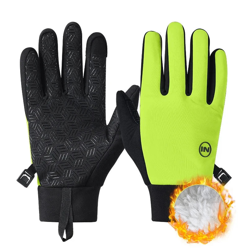 INBIKE Windproof Fleece Men's Cycling Gloves Warm Full Finger Touch Screen Shock Absorbing Anti-Slip Long Finger Road Bike GlowCart