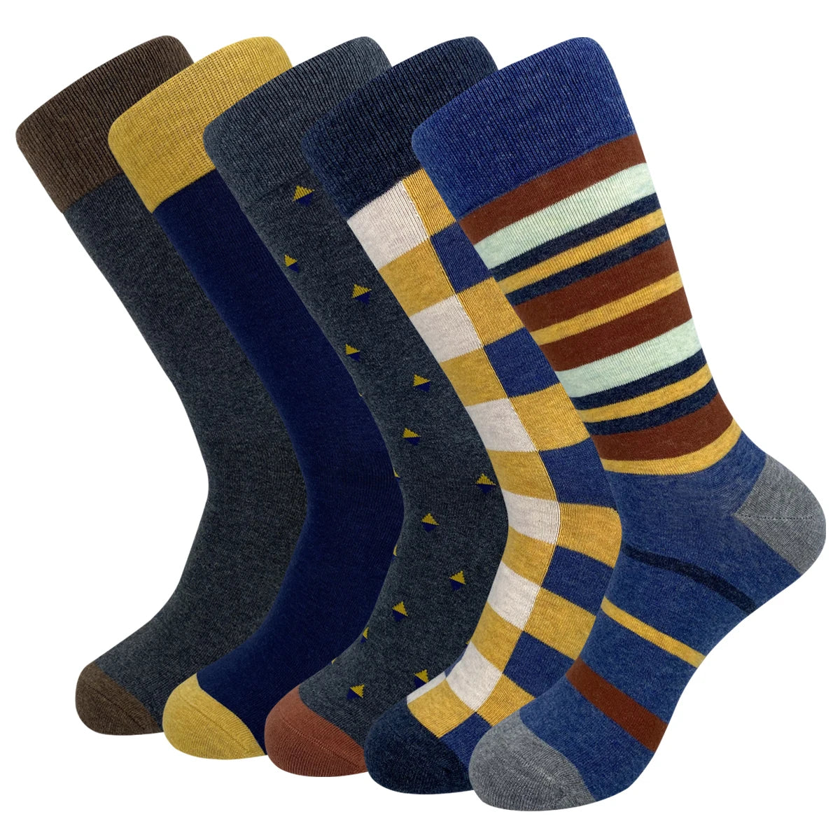 5 Pairs Mens Dress Socks stripe Plus Size,High Quality Combed Cotton Crew Socks,business Cool Breathable Casual Socks for men GlowCart