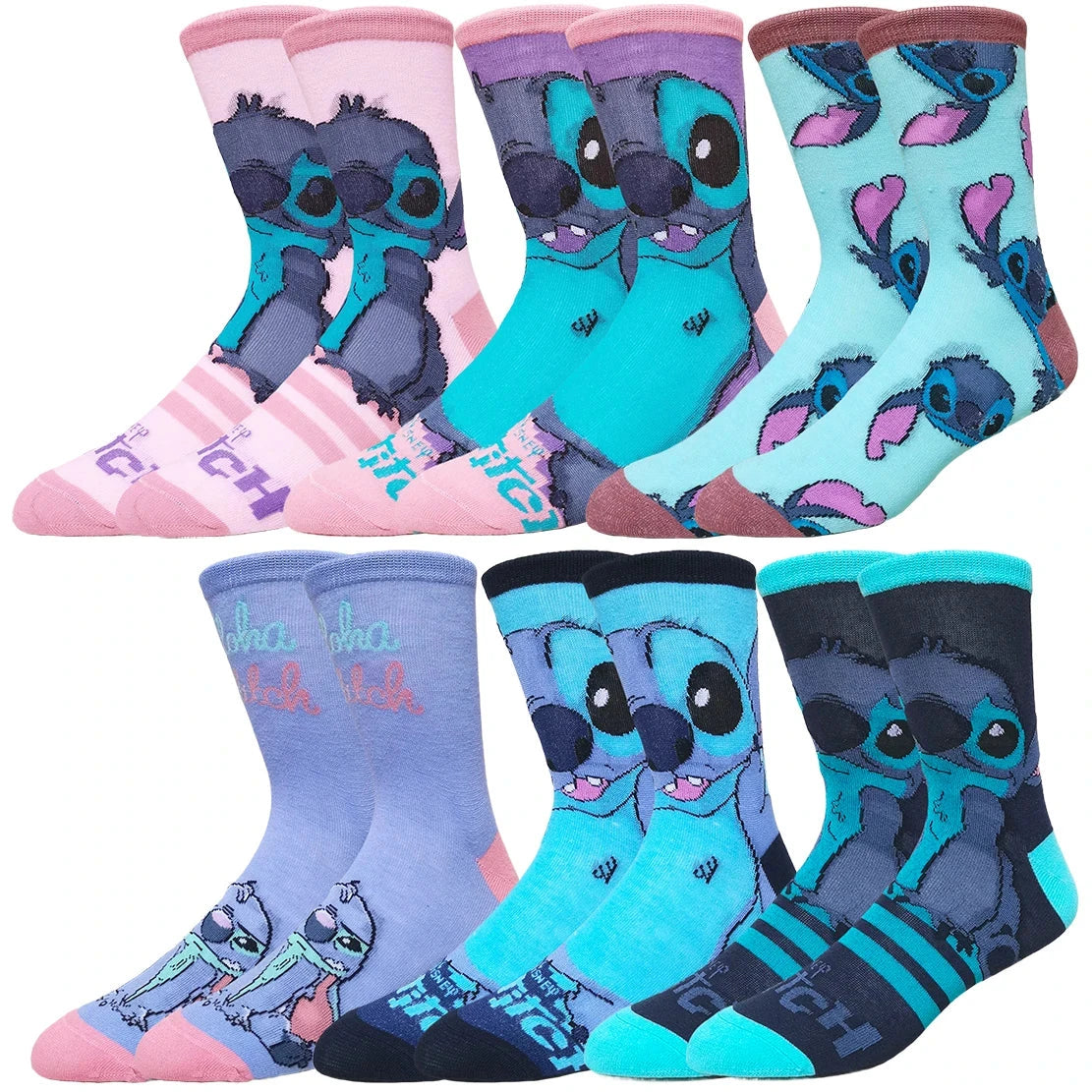 6pairs Random Color Potdemiel Disney Cartoon Anime Socks Hip GlowCart