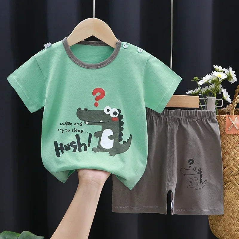 2PCS Children's Sets mother Kids Clothes Boys Girl T-shirt
