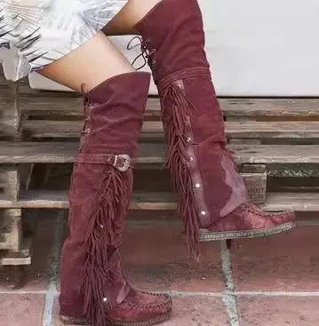 Fashion Bohemia Knee-length Women Boots Ethnic Personality GlowCart