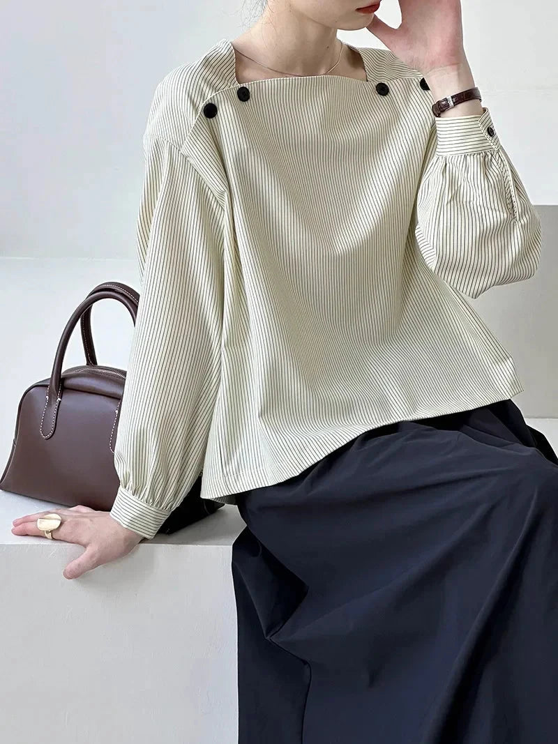 2024 Autumn New Top Korean Version Square Neck High-end GlowCart