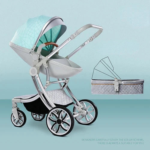 Baby Stroller 2 in 1 Can Sit Can Lie Baby Pram High Landscape bidirectional Baby Pram Shock absorption four wheels stroller GlowCart