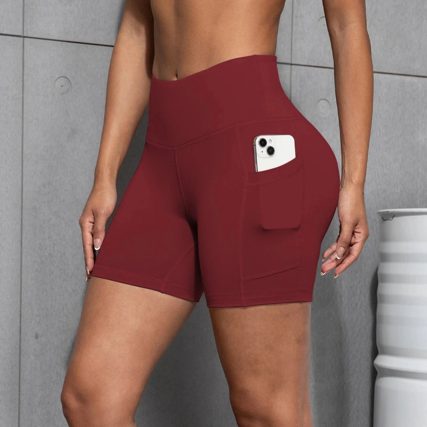 Womens Yoga Pocket Shorts Leggings High Waist Exercise Fitness Wear Girls Running Elastic Adult Short Pants Sports Outfits GlowCart