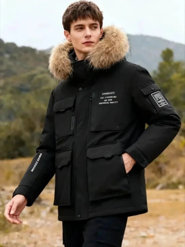 Men's Premium Gray Goose Down Winter Parka - Windproof Cold GlowCart