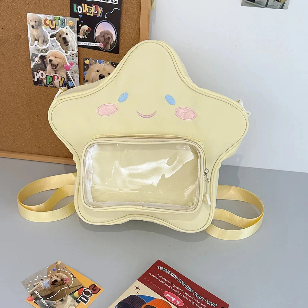 Star Backpack for Women with Clear Pocket Kawaii Daypack GlowCart