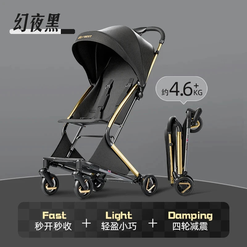 New Baby Stroller Children Walking Baby God Lightweight Folding Pocket Car Kid's Baby Four Wheels Stroller Push Umbrella Car GlowCart