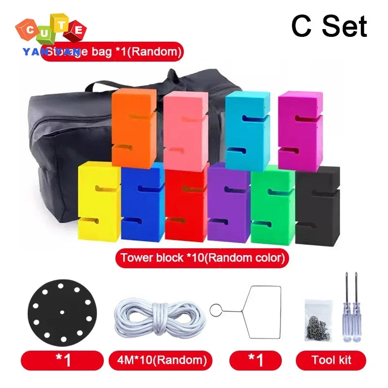 Summer Toys Indoor Outdoor Expansion Props Fun Games Kids Adult Build Tower Block Together Team Building Sensory System Training GlowCart