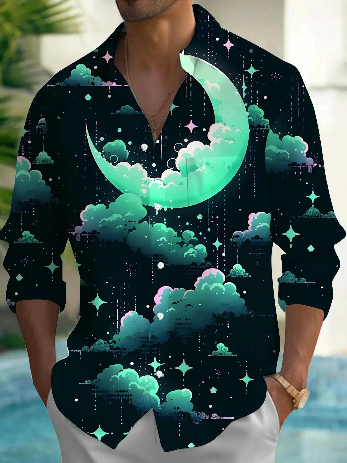 Men's shirts, button down shirts, casual shirts, spring and summer, printed long sleeves, daily, fashionable, comfortable GlowCart