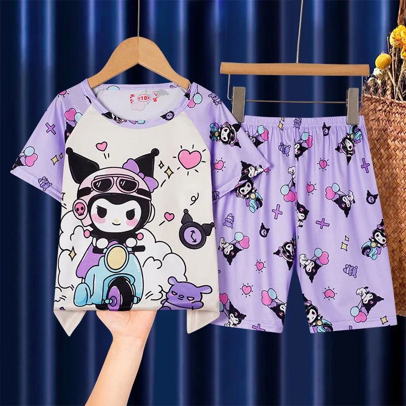 Summer Children's Pajamas Short Sleeve Girls Cartoon Old