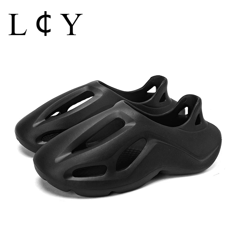 Men's and Women's Slippers Summer Beach Hole Shoes Outdoor Anti Slip Lace Up Dyeing Designer Personalized Hollow Shoes 2025 New GlowCart