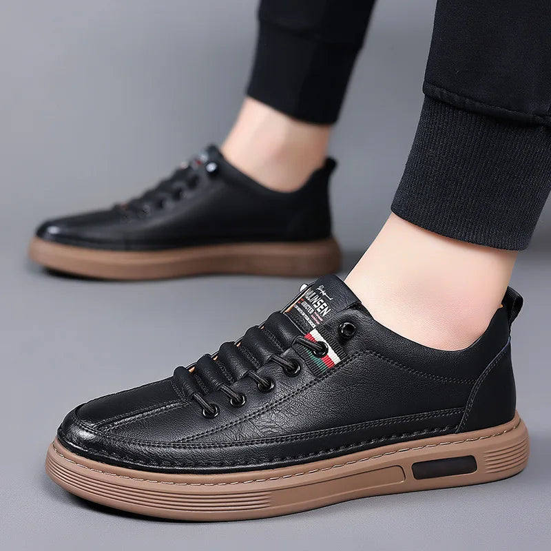 Men's Casual Shoes Spring Autumn Depressurized Breathable Lacefree Leather Shoes Super soft and wear-resistant Men's Board Shoes GlowCart