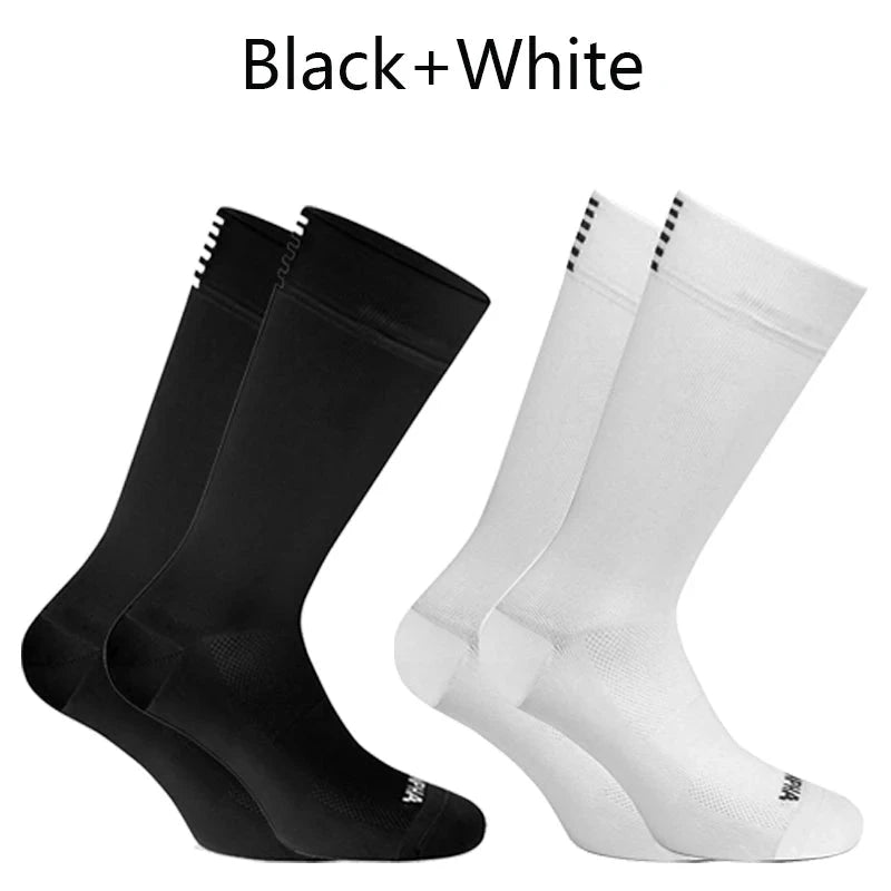 2 Pairs Cycling Socks Men High Quality Professional Competition Brand Sport Riding Soccer Sock Mesh Breathable Road Bicycle Sock GlowCart