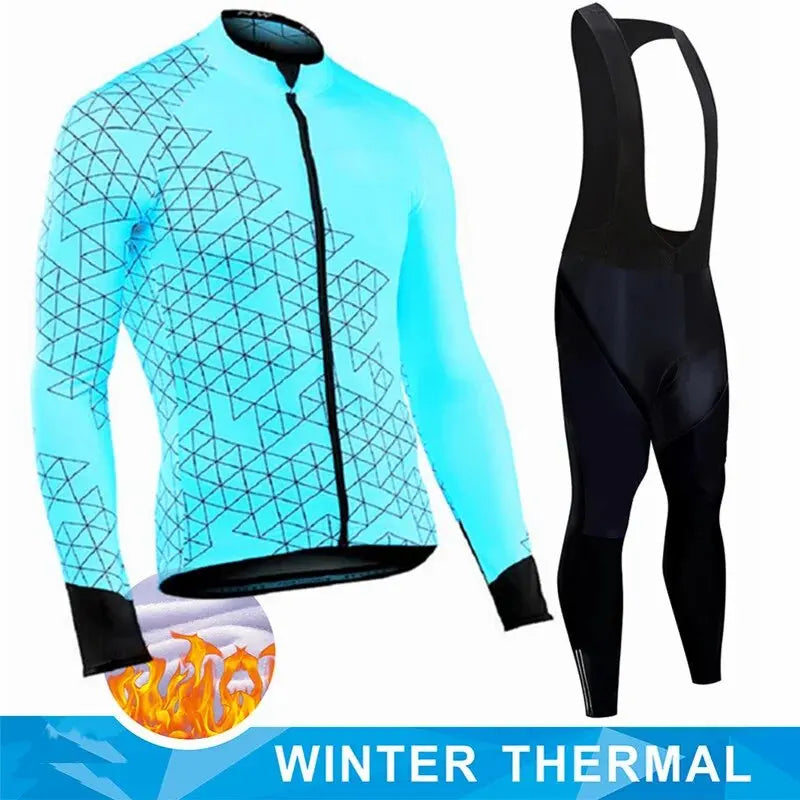 2026 New Thermal Fleece Cycling Jersey Set Winter Long Sleeve MTB Racing Bike Jersey Suit For Men Bib Pants Set Cycling Clothing GlowCart