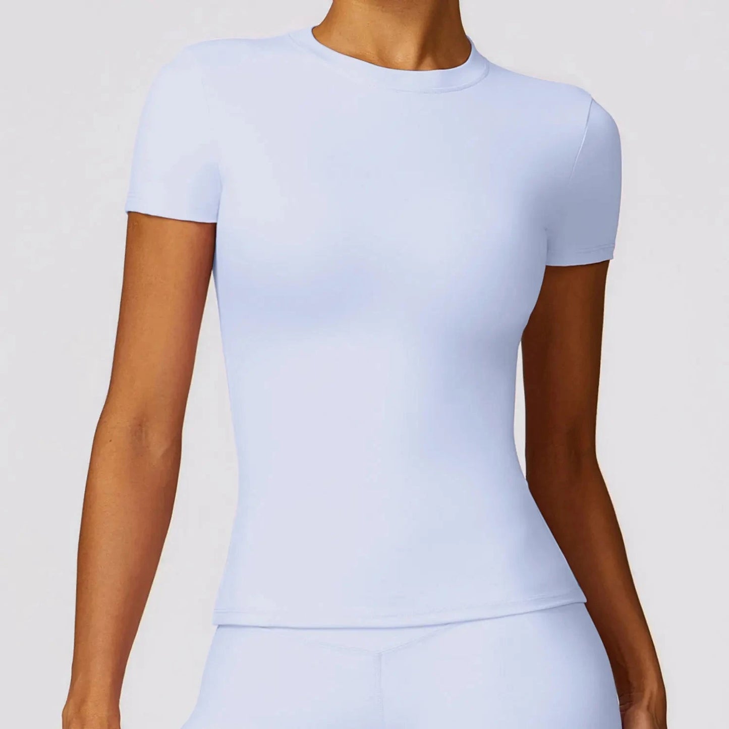 NCLAGEN Women Running Sports T Shirt Summer Short Sleeve Round Neck Breathable Stretchy GYM Yoga Slim Fitness Active Top Tee GlowCart