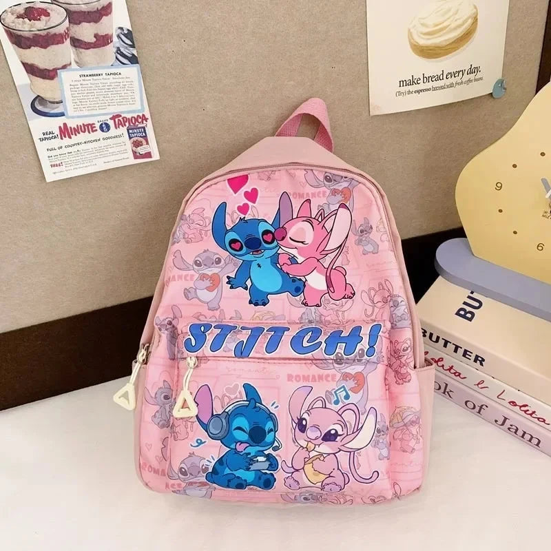 Stitch Print Backpack, Nylon Daypack, Kids And Girls College Style Schoolbag, Ideal Gift for School, Travel, Daily Commuting GlowCart