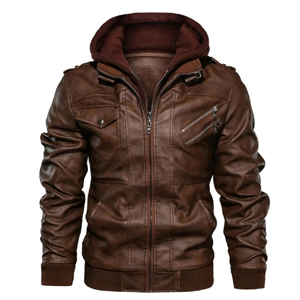 KB New Men's Leather Jackets Autumn Casual Motorcycle PU GlowCart