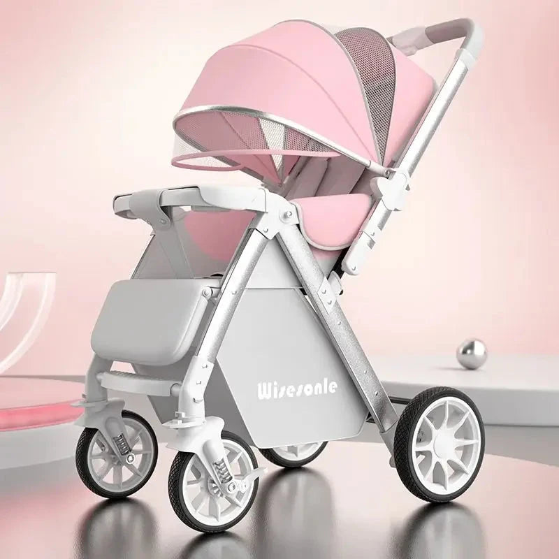 Lightweight baby stroller, high landscape stroller,can sit or lie down in both directions,suitable for babies aged 0-5 years old GlowCart