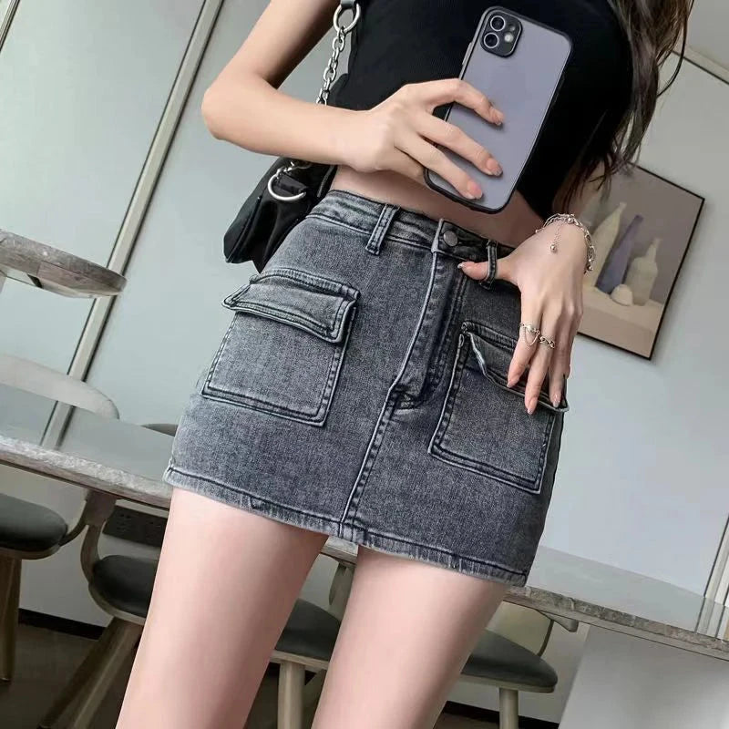 Xpqbb Summer Denim Short Skirt for Women Sexy Slim High GlowCart