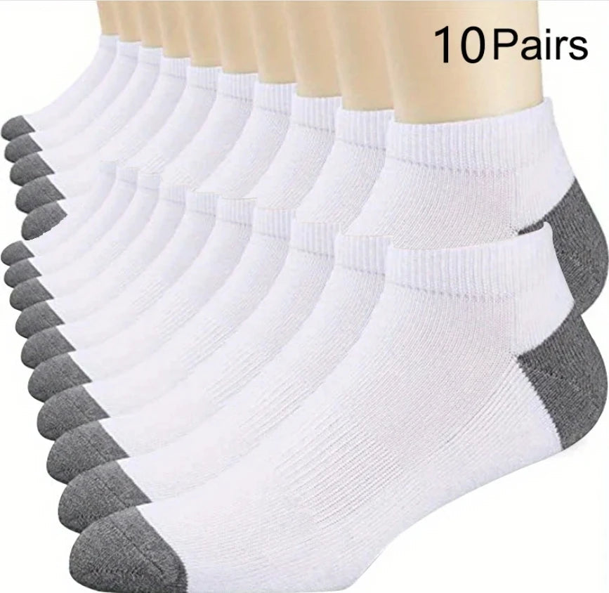 5pairs Men's Fashion Sports Socks, Striped Cotton Sweat Absorption Breathable Comfortable Ankle Socks GlowCart