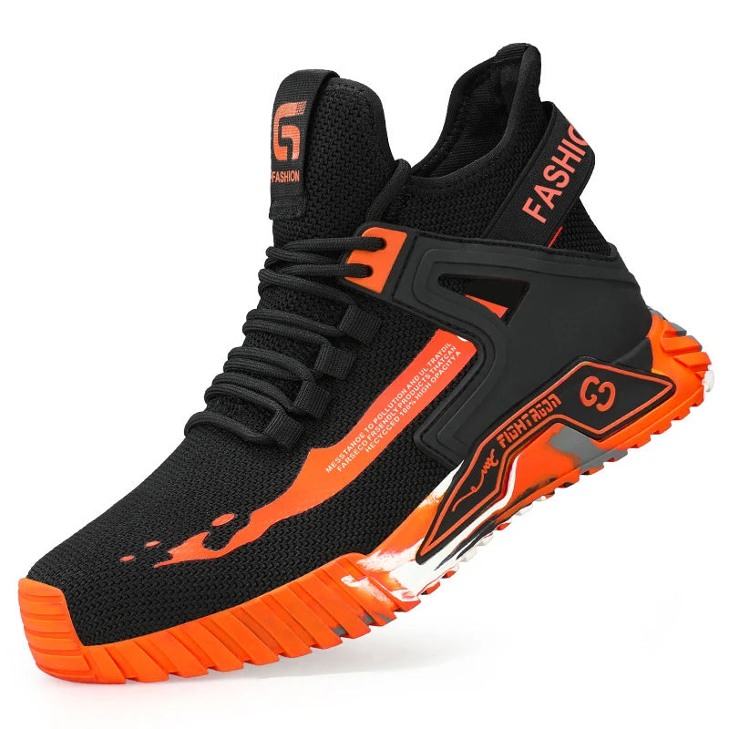 Steel Toe Anti-smash Anti-Puncture Safety Shoes Men Lightweight Slip Resistant Work Shoes Comfortable Breathable Work Boots Men GlowCart