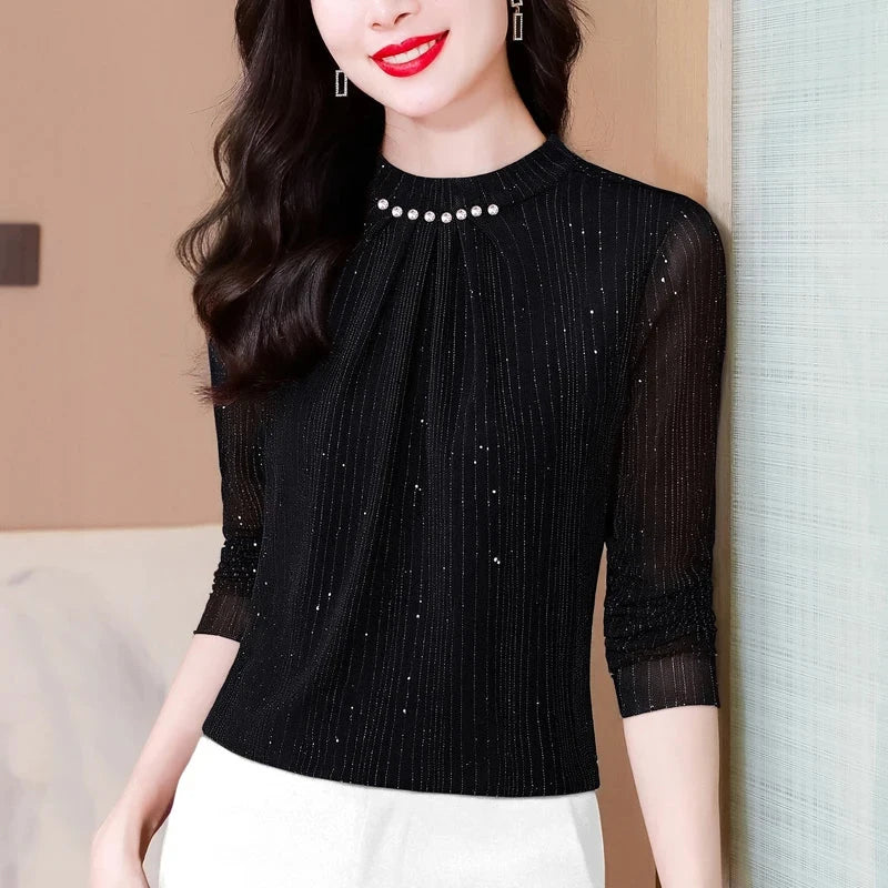 New 2025 Autumn Winter Korean Fashoin Round Neck Bright Silk GlowCart