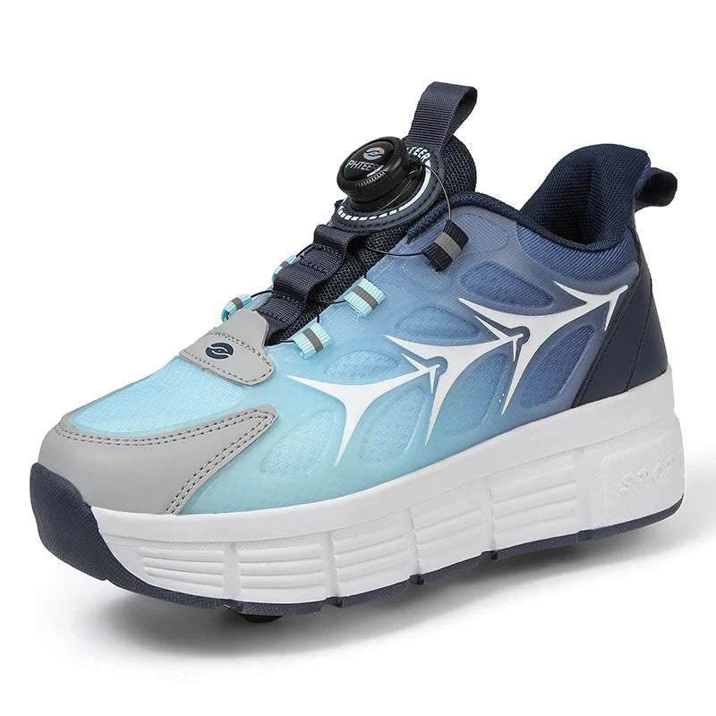 Childrens Two Wheel Skating Shoes New Fashion Stretchable Boys Outdoor Walking Sneakers Daily Student Amuse Casual Skating Shoes GlowCart