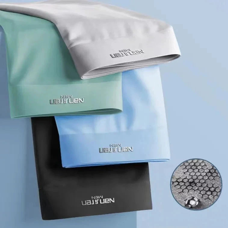 4pcs Boxer Shorts Men's Ice Silk Underwear Male Underpants GlowCart