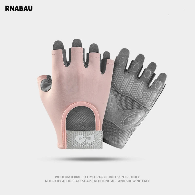 RNABAU Bike Gloves Women Half Finger Summer Breathable Anti-slip Shockproof MTB Road Bicycle Gloves Cycling Fitness Gym Gloves GlowCart