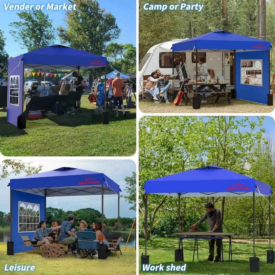 10x10 Pop Up Canopy Tent with Sidewalls Easy Up Heavy Duty GlowCart